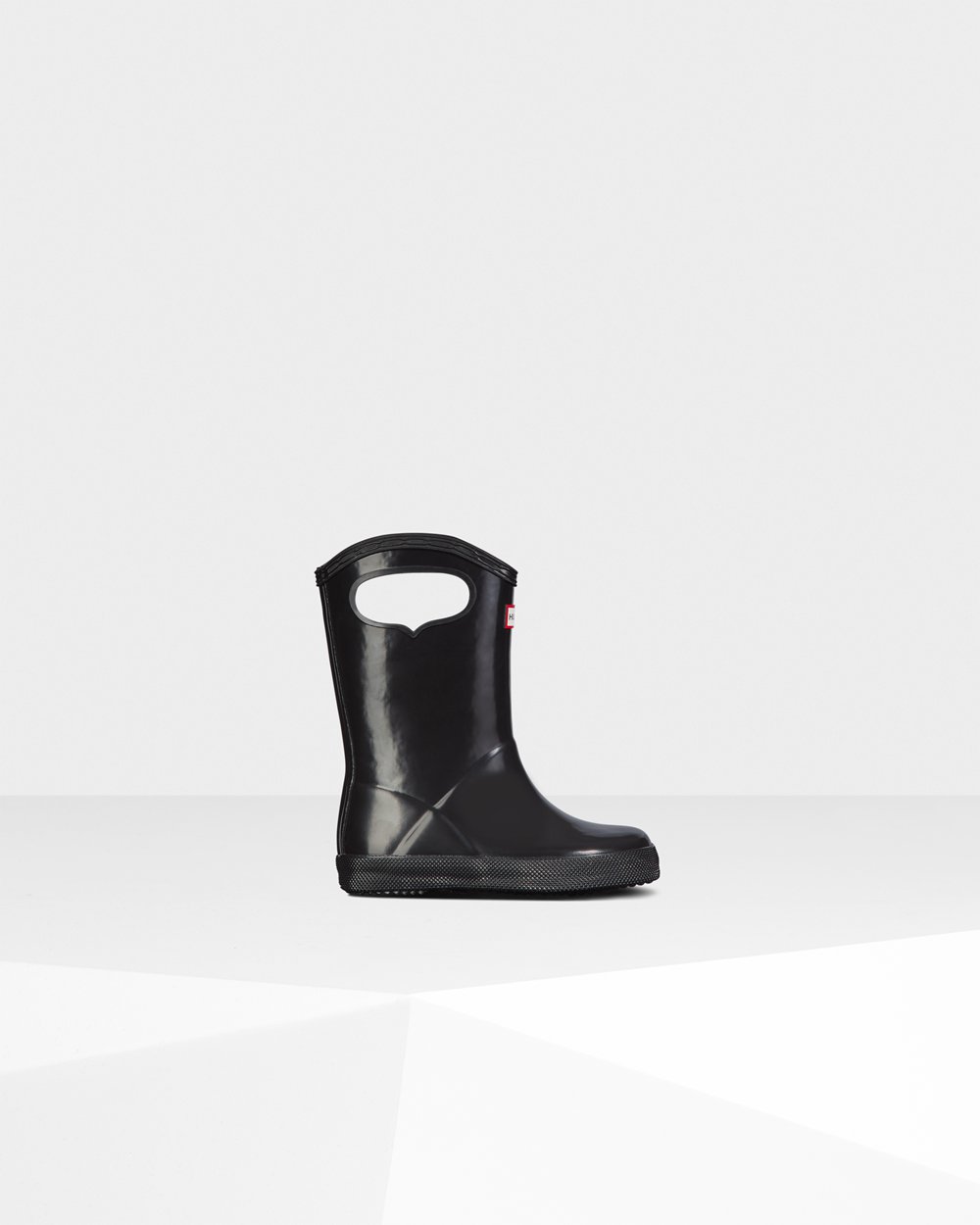 Kids Hunter Original First Classic Grab Handle Gloss | Rain Boots Black | NZ-42380-ZUJI